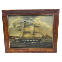English School (19th century): Clipper Ship Leaving Whitby Harbour, oil on bard unsigned 41cm x 54cm