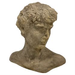 Large cast stone bust of David