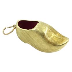 14ct gold and red enamel Austrian clog pendant/charm