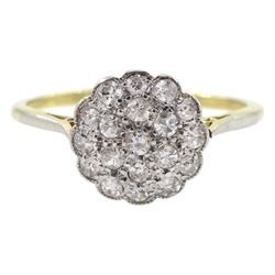 Early 20th century 18ct gold diamond pave set cluster ring
