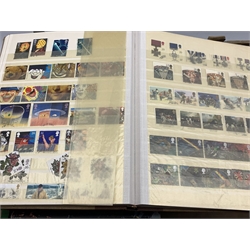 Great British and World stamps in albums/folders and loose including 'Olanda' album of Netherlands stamps, Queen Victoria and later Great British stamps etc, in two boxes  