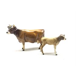 Beswick model of a Jersey cow No. 1345 and a Jersey calf No. 1249D