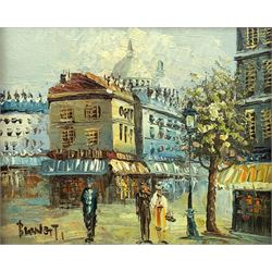 French School (20th century): Parisian Street Scene, oil on canvas signed 20cm x 24cm