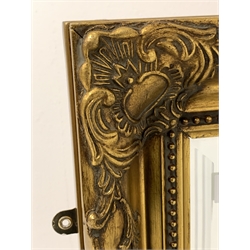 Rectangular gilt framed wall mirror with bevelled plate 