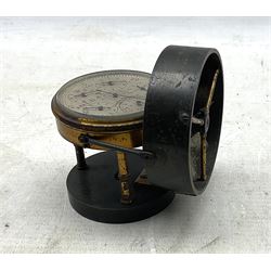 19th/ early 20th century Air Meter by W.H. Harling, 47 Finsbury Pavement, with brass and black japanned casing, silver dial with five subsidiary dials, Area 7, no. 985, in mahogany box 