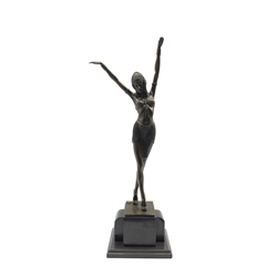 Art Deco style bronze figure of a dancer, after 'Chiparus', H56cm overall