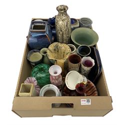 Studio pottery, commemorative loving cup, Venetian glass etc in one box