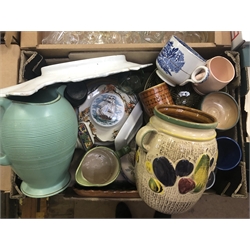Ceramics including novelty fish platter, jugs, mugs etc, in one box