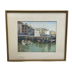 Colin Brown (British 20th century): 'Buttermere' 'Quayside' and Portrait of a Man, pair watercolours and a pencil sketch signed, max 26cm x 36cm (3)