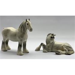 Beswick model of a grey Shire Mare (lying) No. 2459 and a grey Shire Mare No. 818