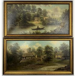 K. Von Oels (Austrian, late 19th century): 'Craigmill Almond Water' pair of landscapes of Scotland, oil on mahogany panels signed, titled verso 15cm x 30cm (2)