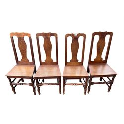 Four oak hall chairs 