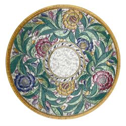 Large Crown Ducal Charlotte Rhead charger decorated in the Persian Rose pattern D45cm