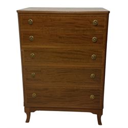 Georgian design mahogany chest, fitted with five graduating long drawers (W78cm D47cm H109cm); matching dressing table, raised mirror back, fitted with four drawers (W142cm D47cm H119cm)