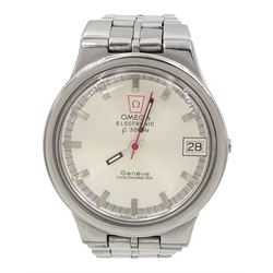 Omega Genève Electronic f 300 Hz gentleman's stainless steel quartz wristwatch, on original Omega stainless strap