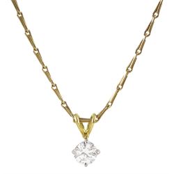 18ct gold single stone round brilliant cut diamond pendant necklace, on 9ct necklace, both hallmarked, diamond approx 0.50 carat
