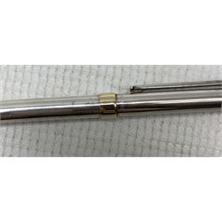 Tiffany Sterling Silver ballpoint pen with 14k yellow gold band, cased 
