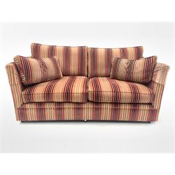 Contemporary two seat sofa, with loose cushions, upholstered in stiped fabric W178cm