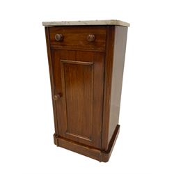 Victorian mahogany marble top bedside cabinet
