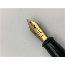 Onoto Magna fountain pen with De La Rue Onoto 14ct gold nib, the barrel stamped 'Onoto-Magna De La Rue London'