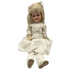Armand Marseille bisque head doll with sleeping eyes, open mouth and numbered 390 H63cm