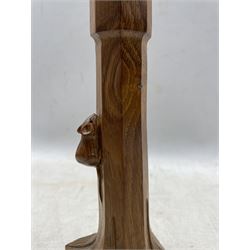 'Mouseman' carved oak table lamp with mouse signature, by Robert Thompson of Kilburn, H25.5cm (excluding fitting)