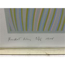 Bridget Riley (British 1931-): Untitled [Blue] (Schubert 25), screenprint in colours on wove paper signed numbered 27/75 and dated 1978 in pencil 57cm x 84cm; sold together with 'Bridget Riley Complete Prints'