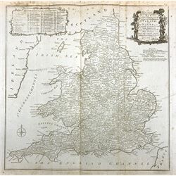 Thomas Kitchin (British 1719-1784): 'A New Most Accurate and Complete Map of all the Direct and the Principal Cross Roads in England and Wales', engraving pub. 1763-64; 19th century engraved map of East Riding of Yorkshire; John Garnons Williams (British 20th century): 'Domesday England 1086 Yorkshire North Riding' map pub. 1989 max 39cm x 41cm (3) (unframed)