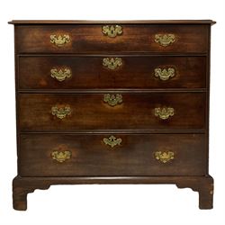 George III mahogany chest, rectangular top with moulded edge over four graduating drawers, the uprights and drawer rails with applied cock-beading, on bracket feet