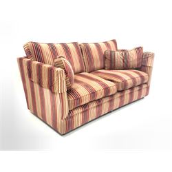 Contemporary two seat sofa, with loose cushions, upholstered in stiped fabric W178cm