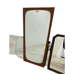 Collection of mirrors, including shaped teak framed mirror (6)