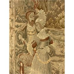 19th century tapestry panel with classical figures in a romantic landscape 197cm x 157cm