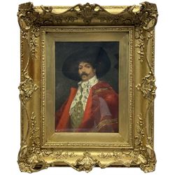 Gustave Barrier (French 1871-1953): Portrait of a Musketeer, oil on panel signed 22cm x 16cm
