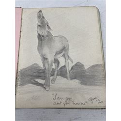 1920's sketch book with watercolours, pencil drawings, verse etc and a small sketch book with drawings and verse
