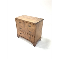 19th century walnut chest fitted with wo short and two long drawers, raised on bracket supports, W81cm, H79cm, D45cm