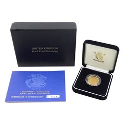 Queen Elizabeth II 2005 gold proof full sovereign coin, cased with certificate