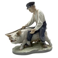 Royal Copenhagen 'Swine Herder' no.848, modelled by Christian Thomson, signed H19cm
