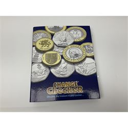 Queen Elizabeth II United Kingdom 2018 and 2019 A-Z ten pence coin collections, both including completer medallion, housed in a 'Change Checker' ring binder folder
