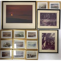 Andrew Scott-Martin (British contemporary): Sunset and Trees, three framed photographs together with  After David Scott-Martin (British contemporary): collection eleven small framed prints max 28cm x 39cm (14)