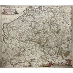 Nicolaes Visscher I (Dutch 1649-1702): 'Belgii Regii Tabula', engraved map of Germanic Europe pub.c1690, 47cm x 54cm