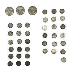 Approximately 55 grams of pre 1920 Great British silver coins and approximately 25 grams of pre 1947 Great British silver threepence pieces