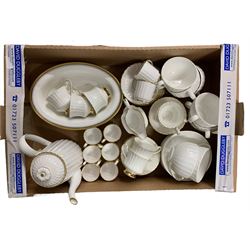 Spode 'Midas' pattern coffee set for eight, set of seven similar design Paragon coffee cups and saucers, pair of Royal Worcester 'Royal Diamond' serving dishes, together with a set of eight Wedgwood  'Night and Day' teacups and saucers 