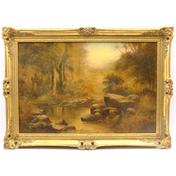Rev. John Williams Ogden (Canadian 1859-1936): Wooded River Landscape, oil on canvas signed 50cm x 75cm