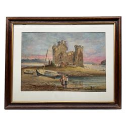 Joshua Renshaw (British act 1886-1894): Scottish Castle and Loch, watercolour signed 26cm x 38cm