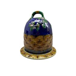 Modern majolica cheese dome and stand 
