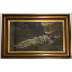 MCS Conrade (19th century): Reclining Maiden in River Landscape, oil on canvas signed 49cm x 89cm