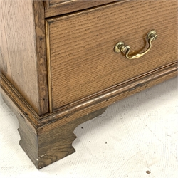 Early 19th century oak chest, two short and three long cock beaded drawers, on bracket feet, W95cm, H90cm, D51cm