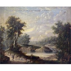 English School (early 19th century): Highland River Landscape, oil on canvas indistinctly signed, housed in ornate gilt frame 50cm x 60cm