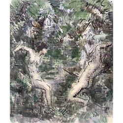 Harold Hope Read (British 1881-1959): 'Offering a Light' and 'Nudes', two watercolours signed, labelled verso max 30cm x 25cm (2) (unframed)