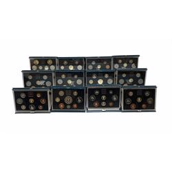 Twelve Royal Mint United Kingdom proof coin collections dated 1983, 1984, 1985, 1986, 1991, 1987, 1988, 1989, 1990, 1993, 1994 and 1995, , all housed in blue folders with certificates